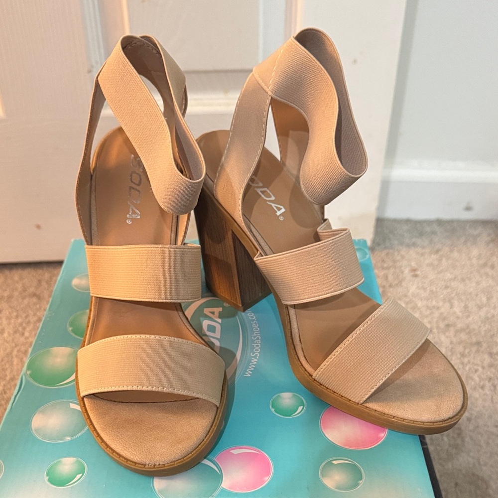 Soda Women's Cream Strappy Heels